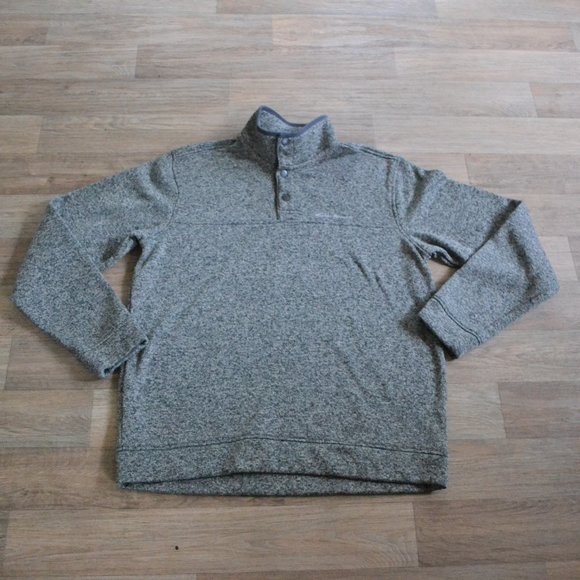 Eddie Bauer Men’s Snap Placket Radiator Fleece Olive Pullover Sweater Size Large - Picture 3 of 6